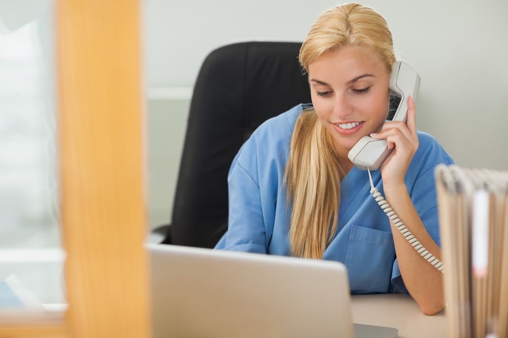 Woman answering a phone